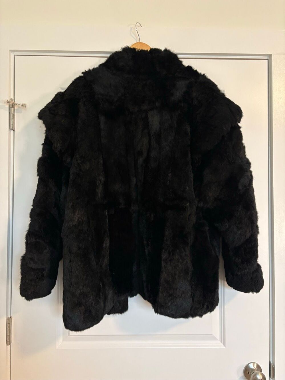 Vintage Genuine Rabbit Fur Coat Black Oversized Fits Like A Women’s XL 2X - Picture 3 of 16